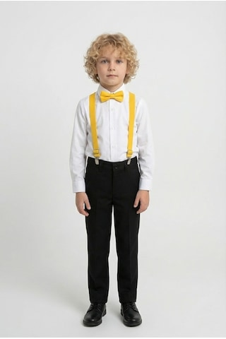 Mnk Baby & Kids Beyaz Gömlekli Erkek Çocuk Takım M00787 Sarı