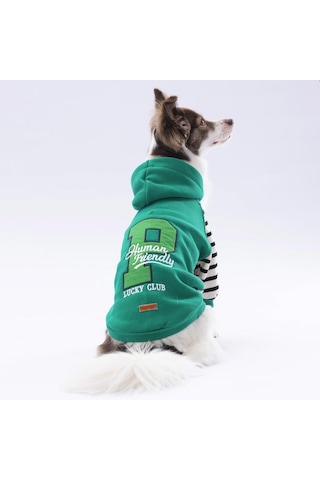 Pawstar Yeşil Lucky Club Polarlı Küçük Irk Köpek Sweatshirtü