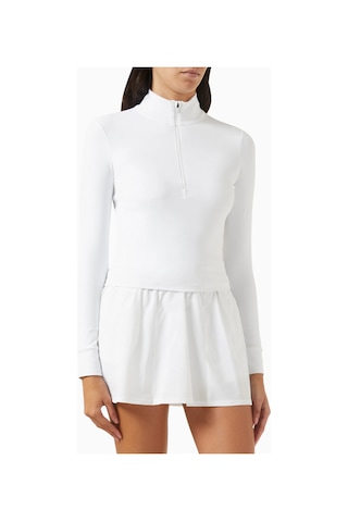 Vuori Studio Half-zip Crop Top, Stretch Knit Spor Ve Şık Üst Beyaz