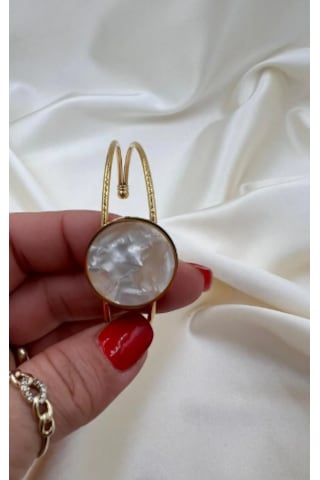 Bb Çelik Sedef Detay Kelepçe Bilezik Altın