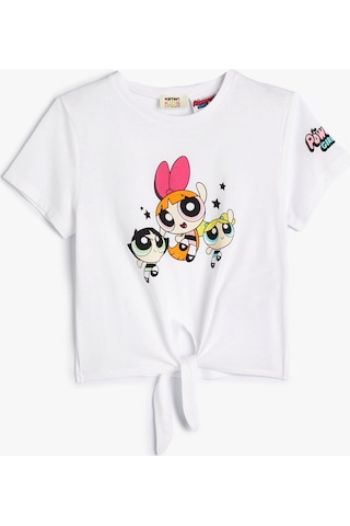 Koton Powerpuff Girls Crop Tişört Lisanslı Bağlamalı Pamuklu Beyaz 4skg10140ak 4SKG10140AK000 Beyaz