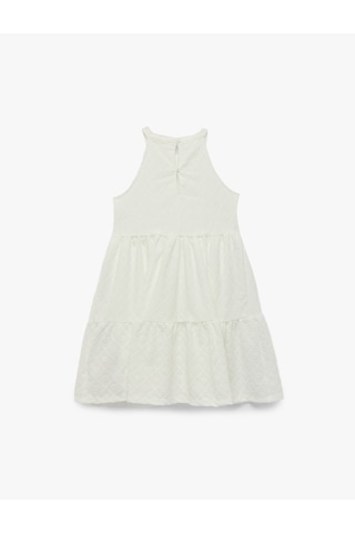 Koton Brodeli Katlı Kolsuz Halter Yaka Elbise Ekru 6skg80085ak