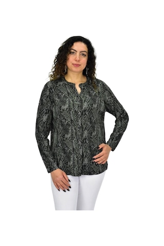 Kadın Uzun Kol Düğmeli Bluz Bgl-st04685 Haki