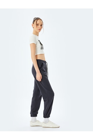 Koton Beli Bağcıklı Pamuk Karışımlı Oversize Jogger Eşofman Altı Gri 5sal40109ık Gri