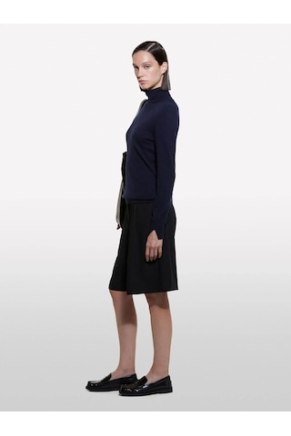 Sisley Yün Ve Kaşmir Karışımlı Ribana Detaylı Balıkçı Yaka Kazak Kadın Lacivert Kazak - 325a102hm2174