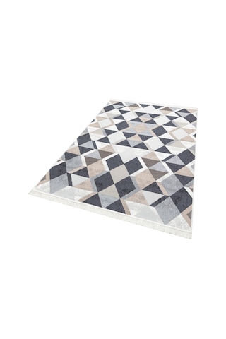 Beıge Black Yıkanabilir Çift Taraflı Modern Desenli Dokuma Kilim