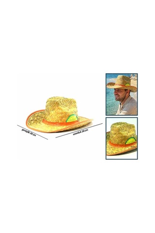 Veraura Lifestyle Hasır Erkek Foter Kovboy Şapka Pls.bez Kenar - Kuşak Çok Renkli