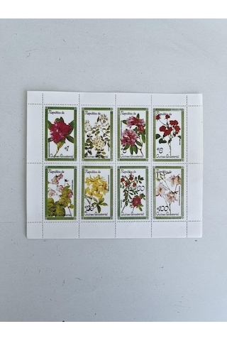 Çiçek Temalı Ekvator Ginesi Damgasız 8'li Blok Pul