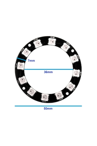 12 Bit Neopixel Halka Ring Ws2812b 5050 Rgb Led Modül 12 Li Dijital Adreslenebilir Lamba Programlana