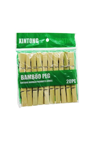 Go İthalat 20pcs Ahşap Bambu Mandal
