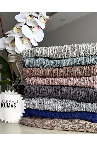 StarMall Jakarlı Ağaç Koltuk Örtüsü, Kanepe Örtüsü, Chester Örtüsü 3311 Takım Kuyu Gri