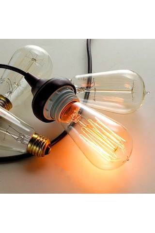 Akkor Aydınlatma ST64 40W Armut Tipi Rustik Edison Ampul 10 Adet