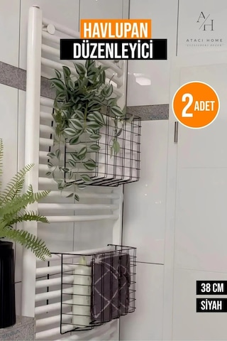 Atacı 1.kalite Siyah Asılabilir Havlupan Düzenleyici Banyo Havlu - Tuvalet Kağıdı Sepeti Siyah