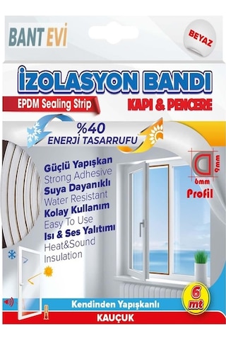Kapı Pencere Bandı Beyaz 6mt Kapı Pencere Fitili İzolasyon Bantı