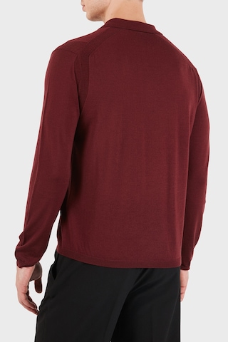 Emporio Armani % 100 Yün Slim Fit Yarım Fermuarlı Polo Yaka Kazak Erkek Polo Yaka Kazak Em006293 Af29815 U5086 Bordo