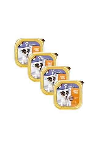 Plaisir Tavuklu ve Etli Pate Konserve Yavru Köpek Maması 4 x 150 G