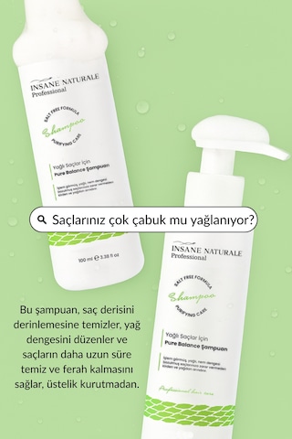 Insane Naturale Yağlı Saçlar İçin Nem Dengeleyici Saç Bakım Şampuan 500 ML