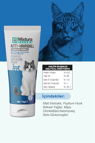 Mixtura Pharma hairball Kedi Tüy Yumağı Malt Macun Tüy Yumağı Oluşumunu 75 G