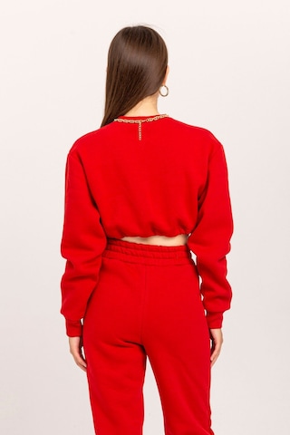 Kaktüs Moda Şardonlu 3 İplik Kumaş Uzun Kol Kadın Sweatshirt Kırm