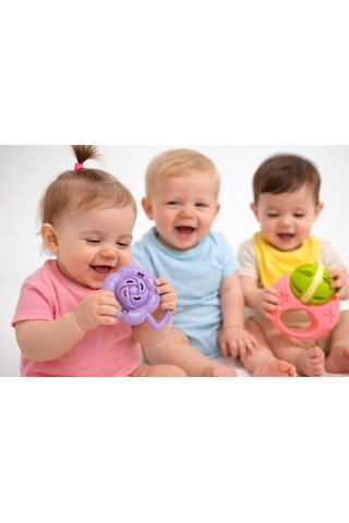 Bebek Çıngırak Oyuncak Seti Diş Kaşıyıcı & Duyu Gelişim Oyuncakları 3'lü Set