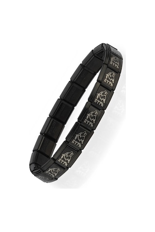 Kurt Kafası Göktürkçe Türk Yazılı İtalyan Charm Unisex Çelik Bileklik Scb57 Siyah 96231863