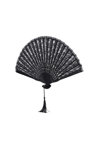 Springsun Bambu Kollu Siyah Dokuma Katlı Klipsli Plevne - Dans Propsu, Ev Dekoru, Yüksek Kaliteli Fırça