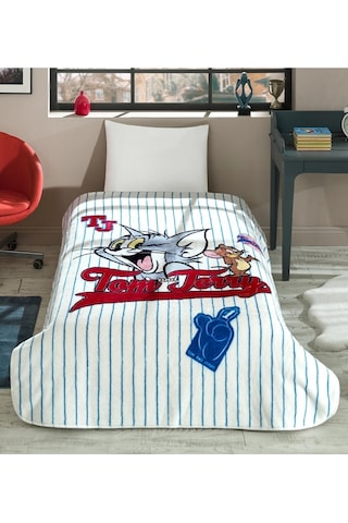 Özdilek Lisanslı Tek Kiş. Battaniye 155x215 -tom Ve Jerry Mavi Mavi