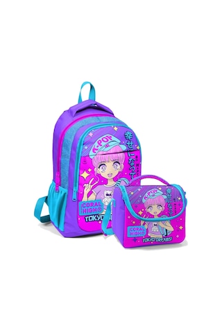 Coral High Kız Çocuk Okul Sırt Ve Beslenme Çantası Seti Lavanta K-pop