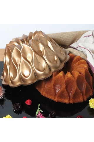 Serenk Fun Cooking Damla Alüminyum Döküm Granit Kaplama Kek Kalıbı 26 Cm Sarı