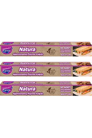 Parex Natura Ağartılmamış Hazır Kesim Pişirme Kağıdı 3 x 10’lu