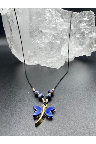 Sertifikalı Lapis Lazuli & Sedef Doğal Taş Tasarım Kolye Yusufcuk Detaylı Aaa Kalite Çok REnkli