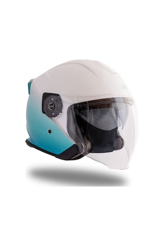 Palio 2.0 Deepsky Mavi-beyaz Güneş Vizörlü Açık Kask C2 Beyaz