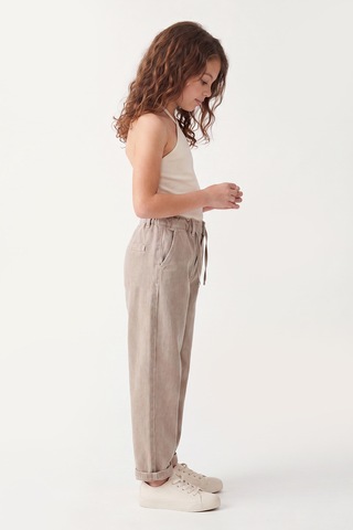 Joy Kids Kız Çocuk %100 Pamuk Duble Paça Keten Pantolon 15-17yaş Bej Krem