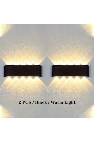 Xuweiwei 2 Adet 10 Led Siyah Dış Duvar Lambası Modern Sıcak Işıklar Yarı Gömme Montaj Enerji Verimli Led Bahçe Duvar Veranda Dekoru Siyah