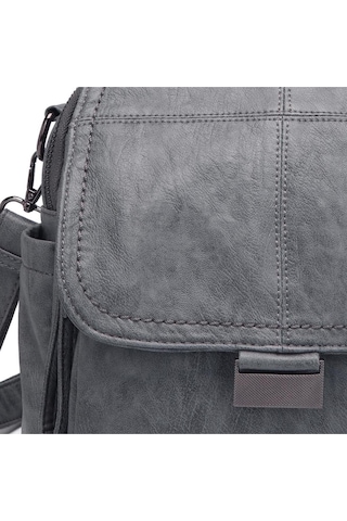 Yıkama Deri Sırt Askılı Kadın Çantası 21-k Barcelona 1908 Koyu Gri