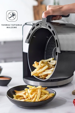 Homend Airfryday 2502H 8 Farklı Program, 5 Litre Dokunmatik Ekranlı Fritöz Inox