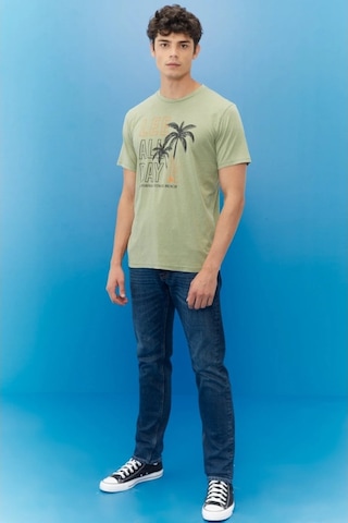 Lee Lightweight Graphic Erkek Yeşil Bisiklet Yaka Tişört L221059308 Yeşil