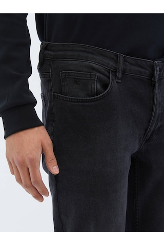 Siyah Slim Fit Denim Pamuk Karışımlı Pantolon Siyah