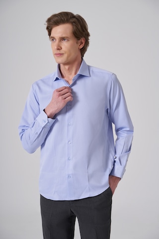 Morven Erkek Mavi Polyester Trend Slim Fit Tam İtalyan Yaka Gömlek 26mc004044300 Mavi