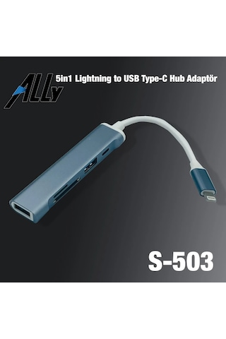 Ally S-503 5in1 Lightning To Usb + Sd Kart Hub Adaptör Çevirici Dönüştürücü- 5775