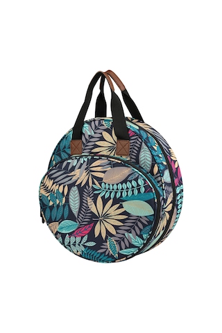 Yuntech01 Mavi Yaprak Desenli Dairesel İpek İşçilik Çantası - 600d Oxford Kumaş Alet Saklama Çantası Mavi