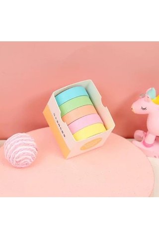 Washi Desenli Bant Baskılı Yapışkanlı Maskeleme Kağıdı Desenli 5 Adet P1