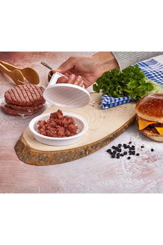 Hamburger ve Köfte Kalıbı Köfte Presi Şekillendirici Burger Press Pratik Köfte Yapma Aparatı Beyaz