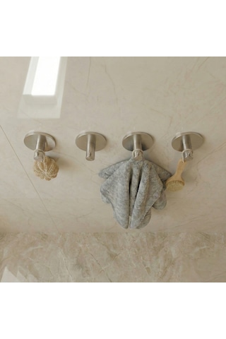 Zift Unique 4 Adet Paslanmaz Çelik Krom Banyo/Bornoz/Havlu Askısı Krom