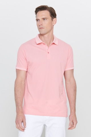 AC&Co / Altınyıldız Classics 4A4820200047PBY3XL Düğmeli Polo Yaka Cepsiz Slim Fit Erkek Tişört Pembe - Beyaz