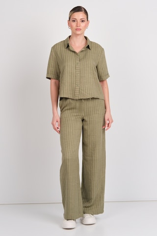 Jdy Kadın Jdypower Çizgili Kısa Kollu Gömlek 15347235 Haki Haki
