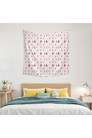 Noel Desenli Kare Duvar Halısı 50x50 İnç, Ev Dekoru İçin Uygun, Oturma Ve Yatak Odası Kullanımı