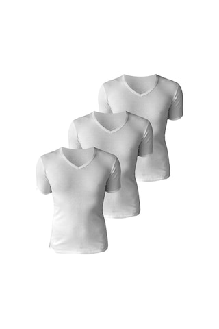 Josejuan 3'lü Erkek Atlet Yarım Kollu V Yaka %100 Pamuk Ribana 3206-3'lü Beyaz