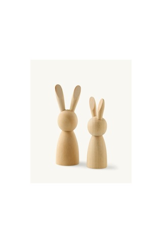 Sostrene Grene El Yapımı Ahşap 2'li Tavşan Biblo 9-7 Cm Tavşan Ahşap