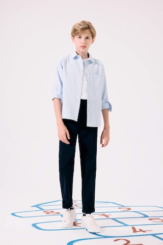 Defacto Erkek Çocuk Okula Dönüş Regular Fit Polo Yaka Oxford Uzun Kollu Gömlek F3268a825aube793 Mavi